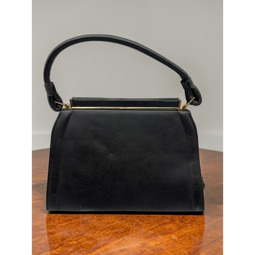 Gaymode Vintage Top Handle Bag Minimalist Classic Retro Black Faux Leather Small